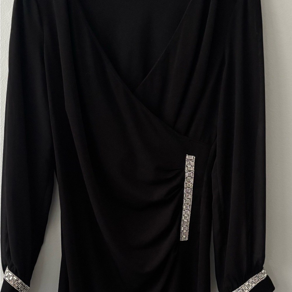 Glamour Elegant Black Dress with Silver Accents